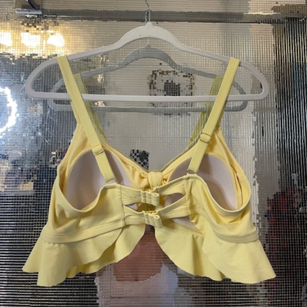 Yellow Ribbed Ruffle Bikini Top - Picture 2 of 2